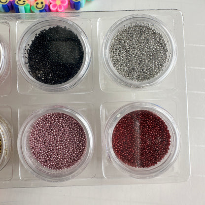 Metallic Micro Caviar No-Hole Beads – Set of 6 for Polymer Clay & Mixed Media - Create Along 