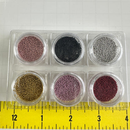 Metallic Micro Caviar No-Hole Beads – Set of 6 for Polymer Clay & Mixed Media - Create Along 