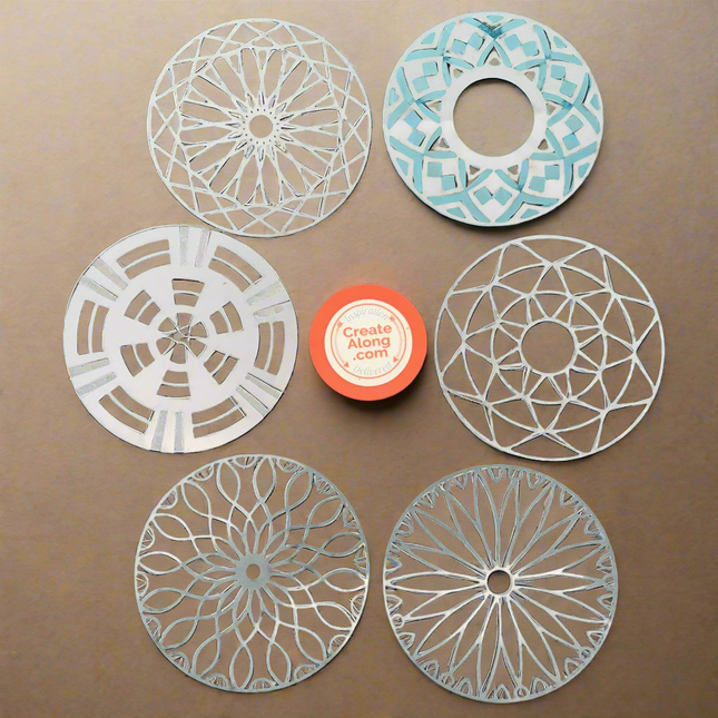 Tribal Coin Stencils 6 designs for polymer clay art jewelry mixed media trading coins - Create Along 