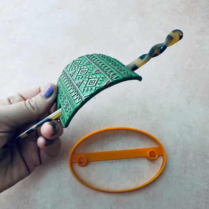 Clay Hair Slide bun cover Cutter Large Oval | polymer clay barrette - Create Along 