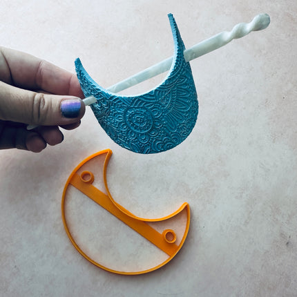 Clay Hair Slide bun cover Cutter Crescent Moon | polymer clay barrette - Create Along 