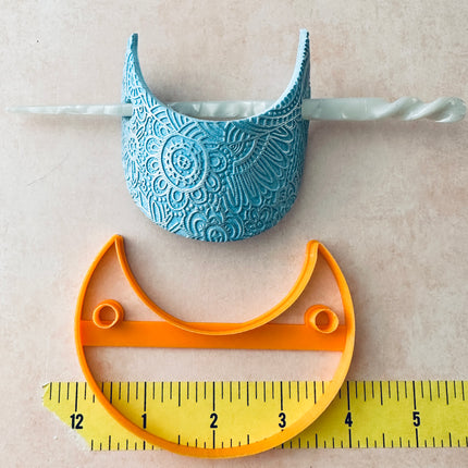 Clay Hair Slide bun cover Cutter Crescent Moon | polymer clay barrette - Create Along 