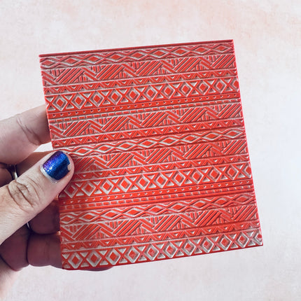 Boho Blanket Tribal Boho Rubber Stamp Texture Sheet Mat for polymer clay metal clay mixed media art - Create Along 