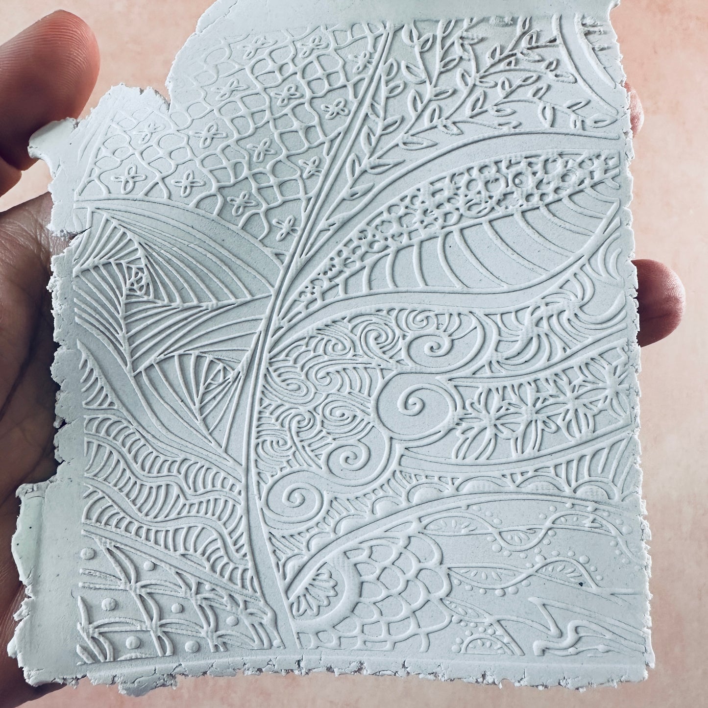 Zen Garden Texture Mat rubber Stamp for polymer clay paper Gelli plate and resin ZIA zentangle inspired