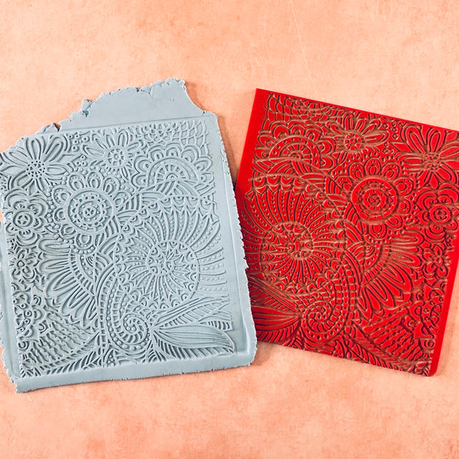 Spiral Snails Texture Mat rubber Stamp for polymer clay paper Gelli plate and resin ZIA - Create Along 