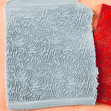 Roses Boho Rubber Stamp Polymer Clay Texture Sheet Mat | rose stamp - Create Along 