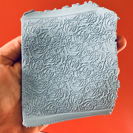Roses Boho Rubber Stamp Polymer Clay Texture Sheet Mat | rose stamp - Create Along 