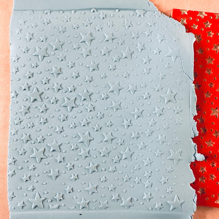 Starry Stars Celestial Rubber Stamp polymer clay Texture Sheet Mat Halloween - Create Along 