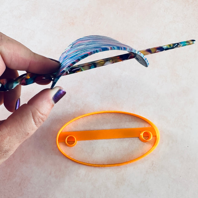 Clay Hair Slide bun cover Cutter Narrow Oval | polymer clay barrette - Create Along 