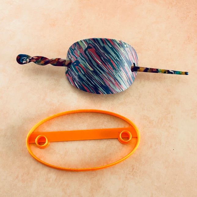 Clay Hair Slide bun cover Cutter Narrow Oval | polymer clay barrette - Create Along 