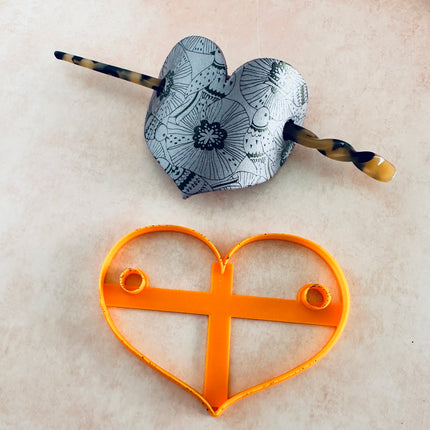 Clay Hair Slide bun cover Cutter Heart | polymer clay barrette - Create Along 