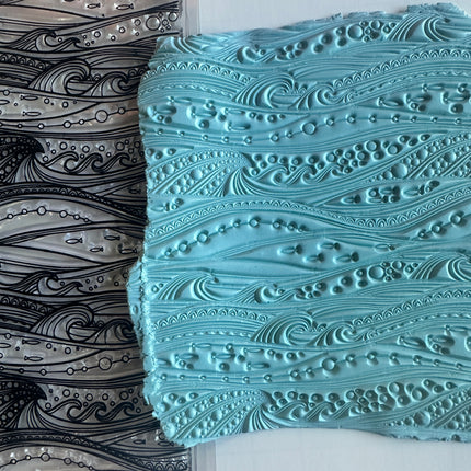 Ocean Flow Polymer Clay Stamp – Jumbo Tribal 5x5 Inch Clear Texture - Create Along 