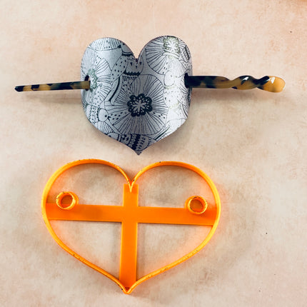 Clay Hair Slide bun cover Cutter Heart | polymer clay barrette - Create Along 