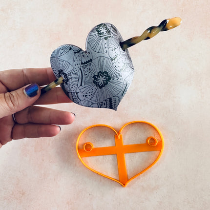 Clay Hair Slide bun cover Cutter Heart | polymer clay barrette - Create Along 