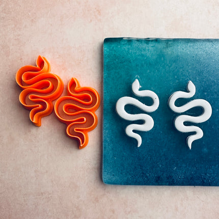 Coiled Snake clay paired cutter set | polymer clay snake earring mirrored cutters - Create Along 