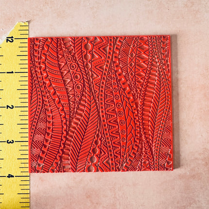 Tribal Flow Wave Rubber Stamp Texture Sheet Mat for polymer clay metal clay mixed media art - Create Along 