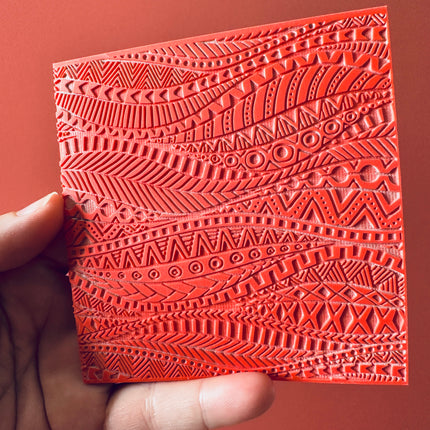 Tribal Flow Wave Rubber Stamp Texture Sheet Mat for polymer clay metal clay mixed media art - Create Along 