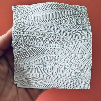 Tribal Flow Wave Rubber Stamp Texture Sheet Mat for polymer clay metal clay mixed media art - Create Along 