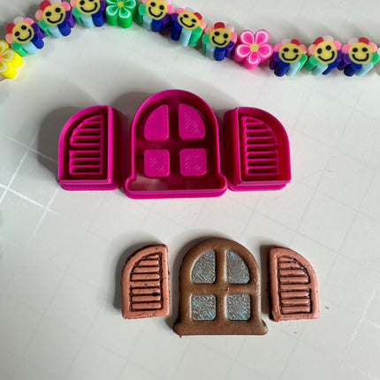 Fairy Window with Shutters Polymer Clay Cutter Set – 1 Inch Tall Fairy Doors & More - Create Along 