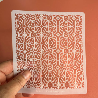 Sacred Shrine Polymer Clay Stencil – 5x5 Inch Mylar Texture Sheet | Stained Glass Geometric Design - Create Along 