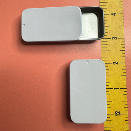 Small Slide-Top Tin Pair – 2 Inch Glossy White Metal Tins for Polymer Clay Mixed Media - Create Along 