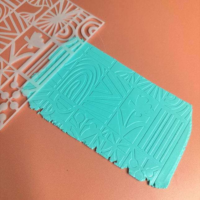 Organic Botanic Polymer Clay Stencil – 5x5 Inch Mylar Texture Sheet | 15 Hand-Drawn Patterns - Create Along 