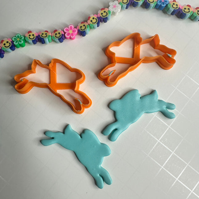 Leaping Bunny Polymer Clay Cutter Set – Set of 2 Rabbit Shapes | 2 Inch Easter Earring Cutters - Create Along 