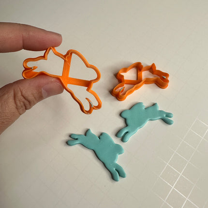 Leaping Bunny Polymer Clay Cutter Set – Set of 2 Rabbit Shapes | 2 Inch Easter Earring Cutters - Create Along 