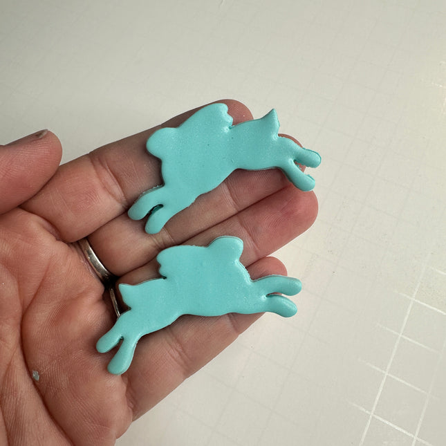 Leaping Bunny Polymer Clay Cutter Set – Set of 2 Rabbit Shapes | 2 Inch Easter Earring Cutters - Create Along 