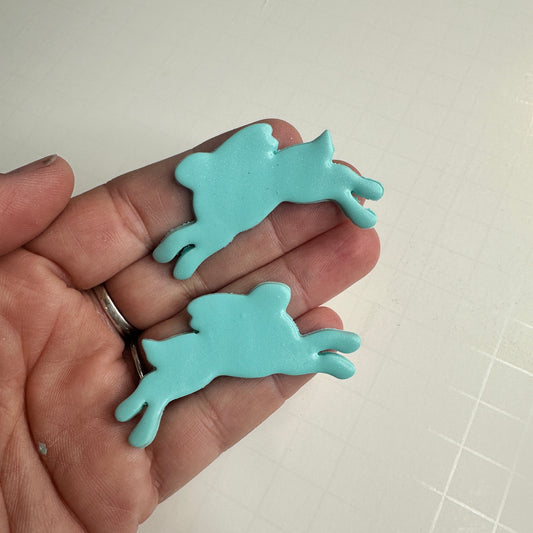 Leaping Bunny Polymer Clay Cutter Set – Set of 2 Rabbit Shapes | 2 Inch Easter Earring Cutters
