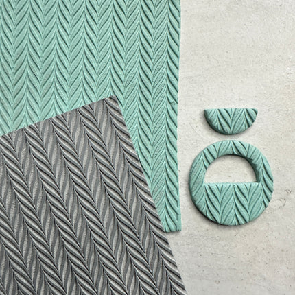Wavy Chevron Polymer Clay Stamp – 3x4 Inch Rubber Texture Sheet - Create Along 