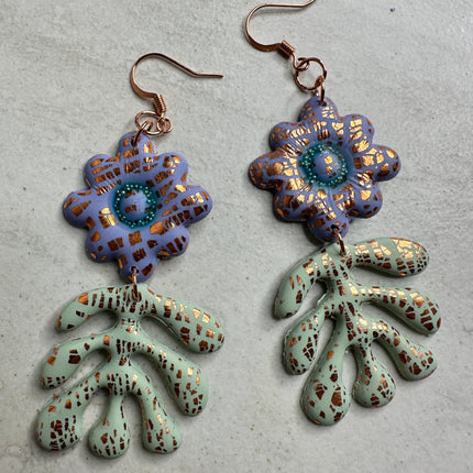 Floopy Flower Polymer Clay Cutter Set – 2-Piece Earring Cutter | Whimsical Flower + Abstract Leaf - Create Along 