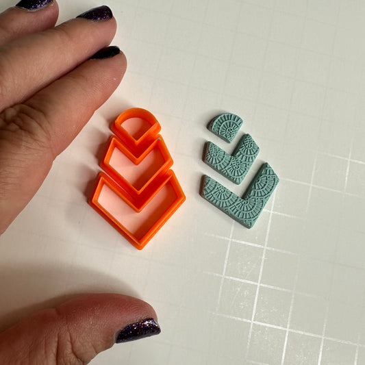 Small Chevron Polymer Clay Cutter Set – 3-Piece Geometric Earring Cutter Set for Jewelry & Layered Designs