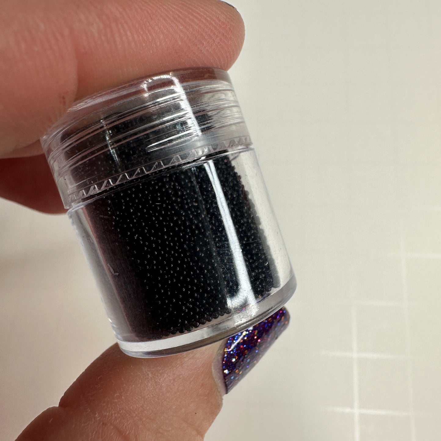 Small Black Caviar Beads – 10g Container | Micro No-Hole Beads for Polymer Clay & Mixed Media