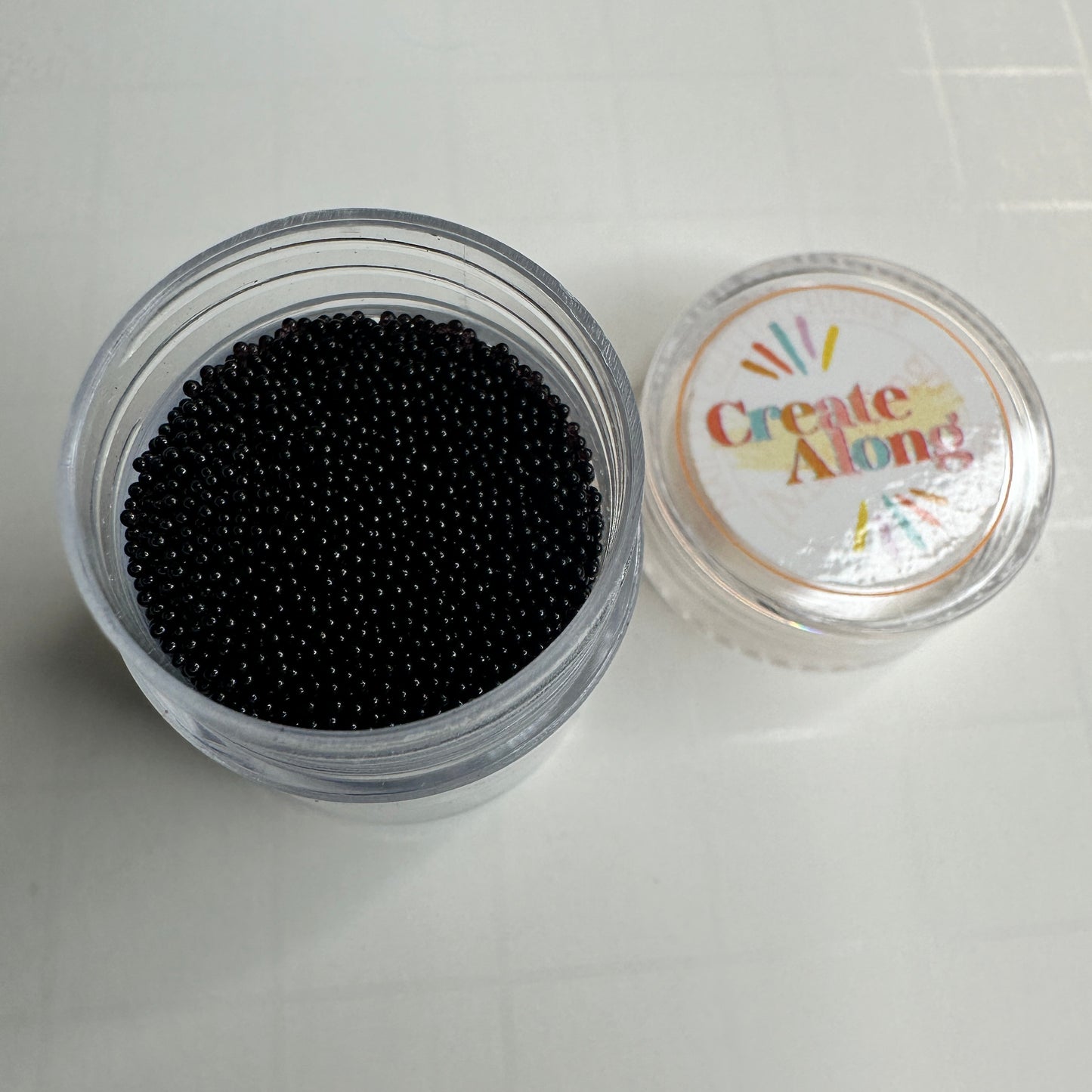 Small Black Caviar Beads – 10g Container | Micro No-Hole Beads for Polymer Clay & Mixed Media