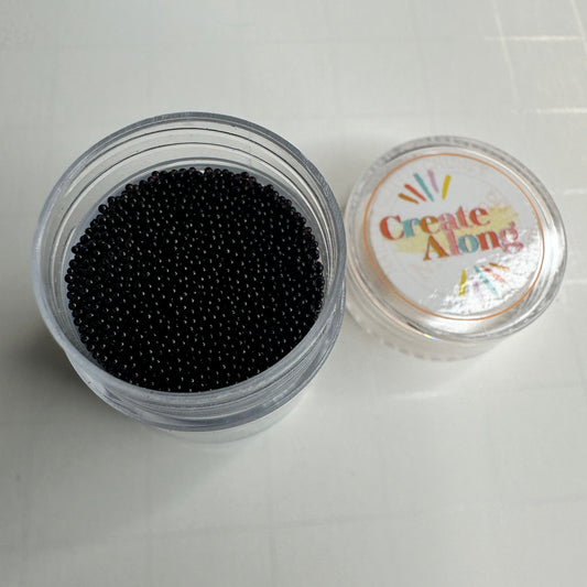 Small Black Caviar Beads – 10g Container | Micro No-Hole Beads for Polymer Clay & Mixed Media