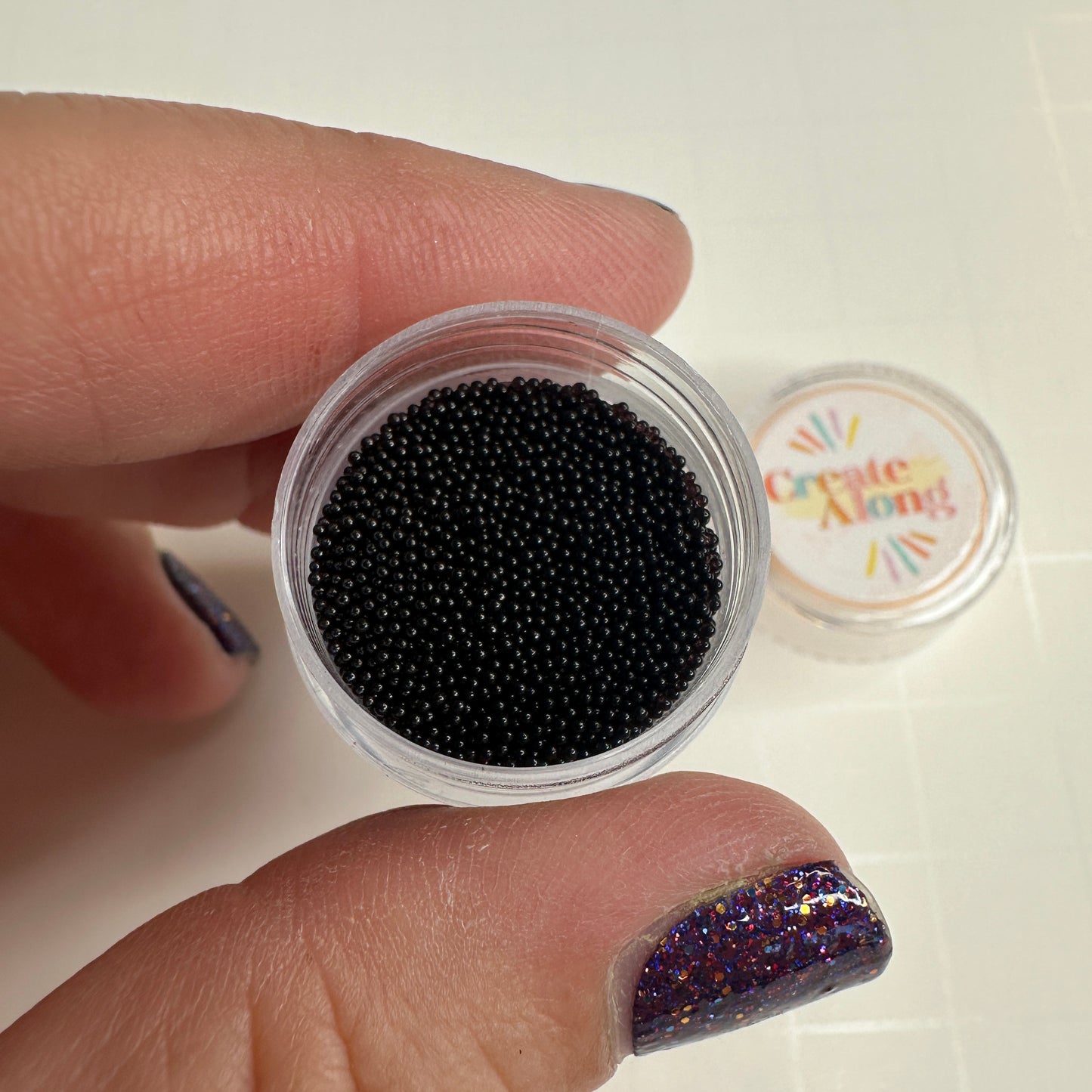Small Black Caviar Beads – 10g Container | Micro No-Hole Beads for Polymer Clay & Mixed Media