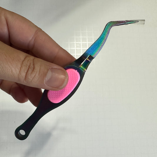Self-Closing Tweezers – Pink Handle & Iridescent Finish | Handle Baked Clay, Charms & Sealing with Ease