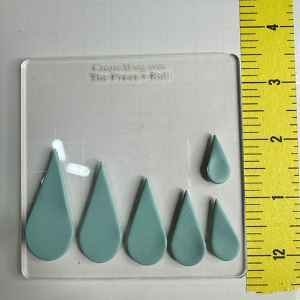 Water Drops Polymer Clay Cutter Set – 6-Piece Graduated Teardrop Basics Cutters - Create Along 
