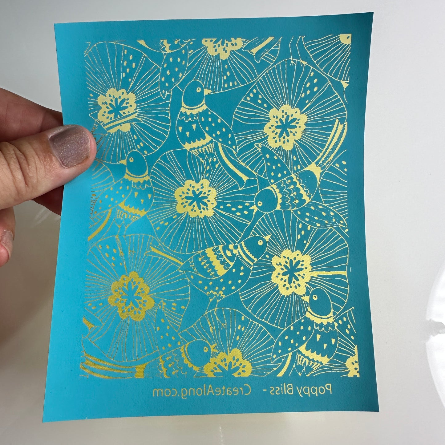 Poppy Bliss Floral Bird Summer Spring Silk screen