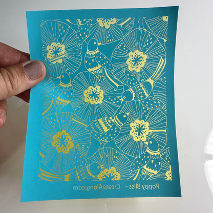 Poppy Bliss Floral Bird Summer Spring Silk screen - Create Along 