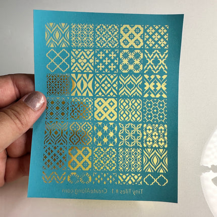 Silkscreen Stencil Tiny Tiles # 1 Multi Image for Polymer Clay and Mixed Media DIY silk screen - Create Along 