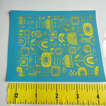 Silk Screen Scandinavian Floral Flowers Stencil For Polymer Clay - Create Along 