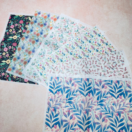 Floral Patterns Magic Transfer Paper half sheet printed ready to use - Create Along 