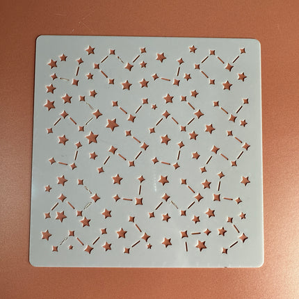 Constellations Celestial Mylar Stencil – 5x5 Inch Star Pattern for Polymer Clay & Mixed Media | 10 Mil Durable - Create Along 