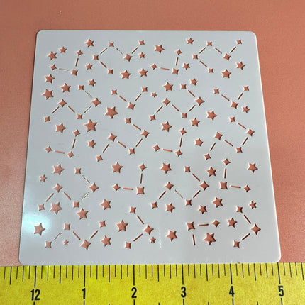 Constellations Celestial Mylar Stencil – 5x5 Inch Star Pattern for Polymer Clay & Mixed Media | 10 Mil Durable - Create Along 