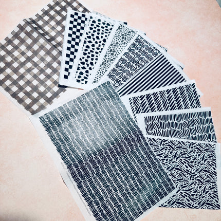 Black and White Magic Transfer Paper half sheet printed ready to use - Create Along 