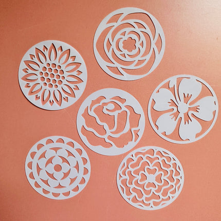 Ring Around the Rosies Stencil Set – 6-Piece 2.5" Floral Stencil Set for Earrings, Pendants, Coasters & Artist Coins - Create Along 