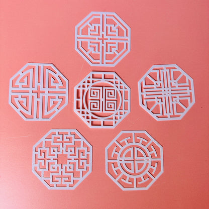 Asian Octagons Stencil Set – 6-Piece 2.5" Geometric Pattern Stencils for Polymer Clay, Earrings, Coasters & Art Projects - Create Along 