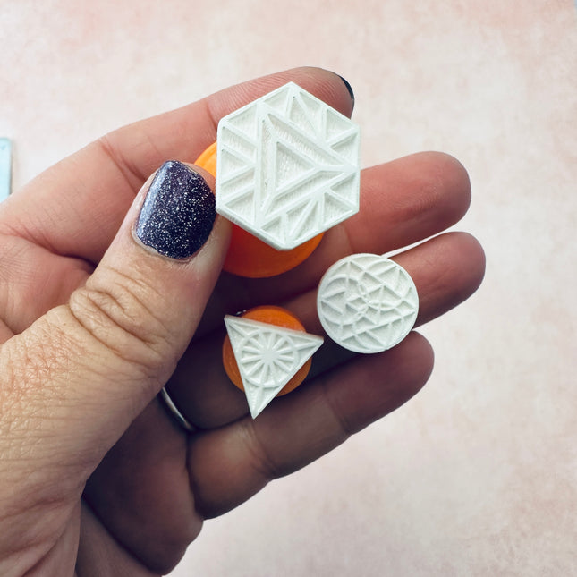 Boho Geo Texture Tips mini clay stamps | geometric small stamping designs - Create Along 